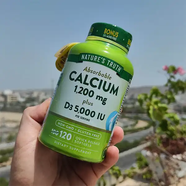 کلسیم 1200 میلی گرم و ویتامین D3 5000 واحد نیچرز تروث 120 سافت ژل