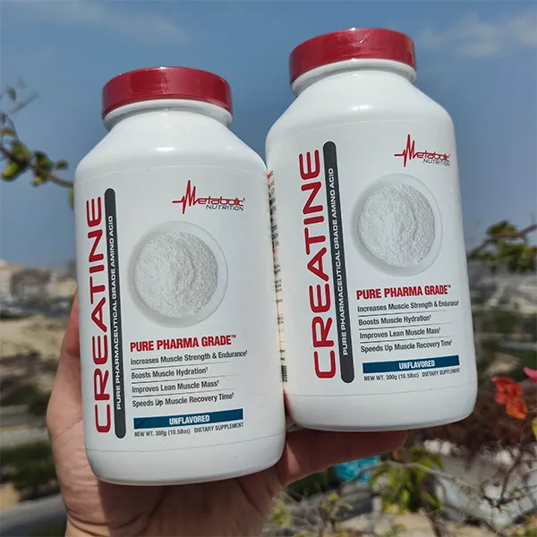 نمای جلو کراتین مونوهیدرات متابولیک نوتریشن ۳۰۰ گرم بدون طعم